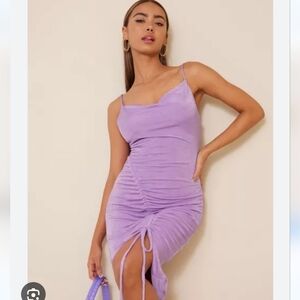 NWOT Bardot Kinsley Ruched Slip Dress in Purple